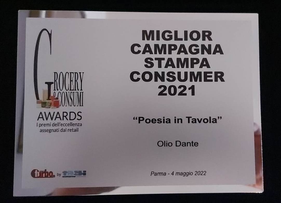 2022 TESPI AWARDS, OLIO DANTE AWARDED  FOR THE BEST CONSUMER PRESS CAMPAIGN