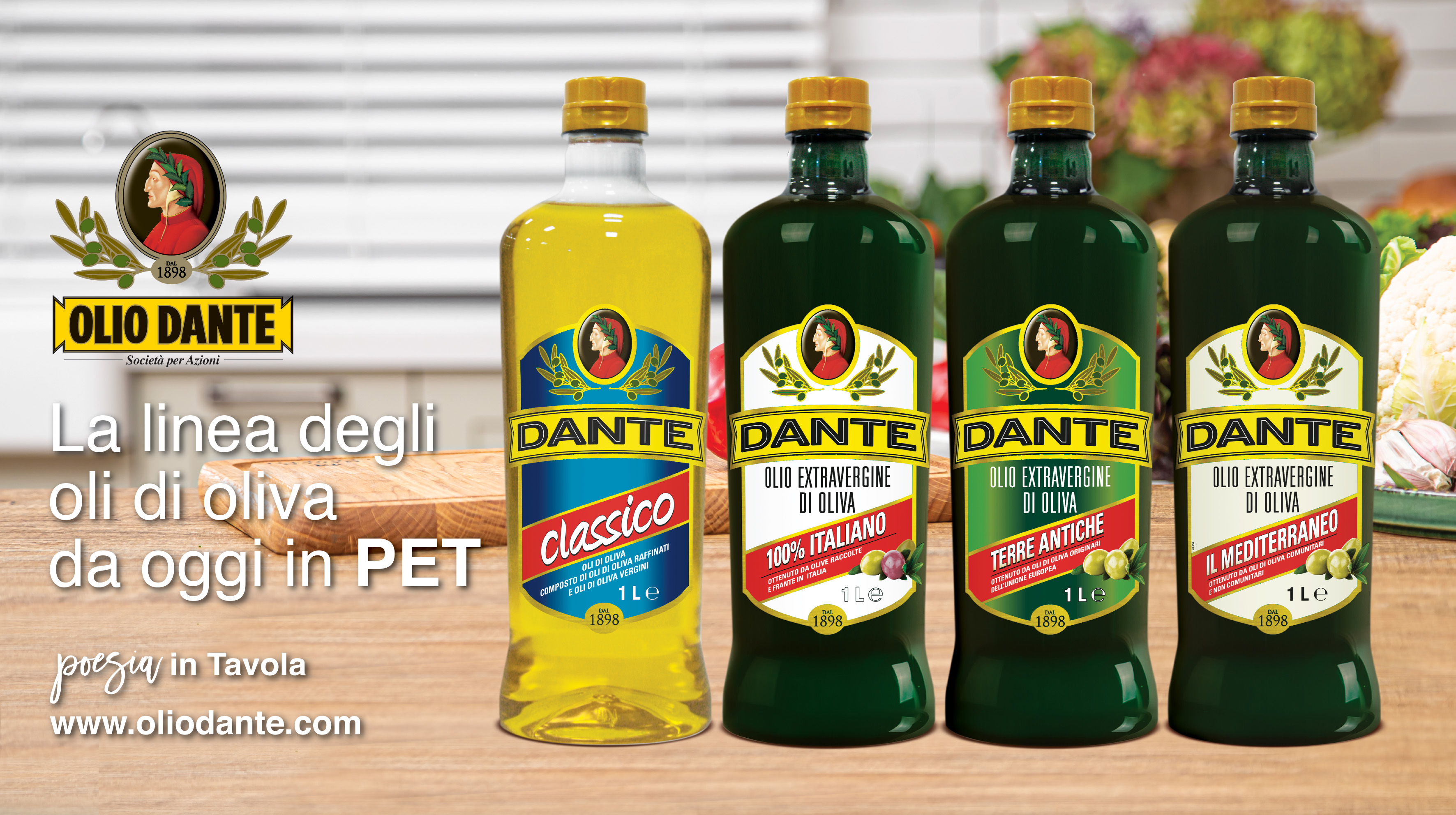 OLIO DANTE LANCIA LA NUOVA LINEA DEGLI OLI DI OLIVA ANCHE IN PET